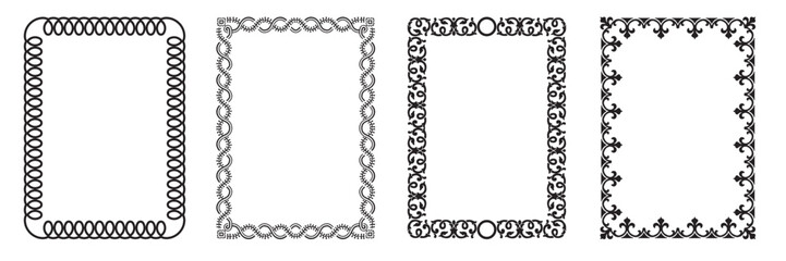 Vector illustration set of decorative vintage frames isolated. Art design border labels. Blank frames template. Graphic retro element