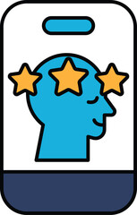 A blue head with three stars on it