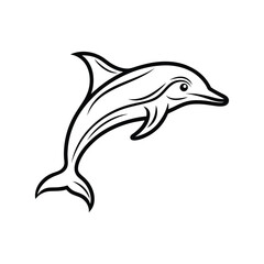 Sea Dolphin Line Art Vector Graphic, Dolphin Line Art Vector Illustration Vector, Marine Dolphin Vector Graphic