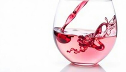Rich red wine, swirling in glass, white backdrop, wine tasting, ruby