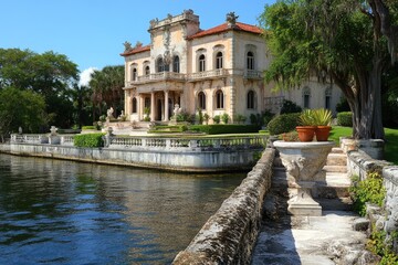 Vizcaya Miami. European-Inspired Architecture Overlooking River Landscape