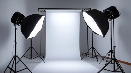 Minimalist studio setup with clean design and soft lighting, embodying modern simplicity and focus.
