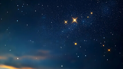 Fototapeta premium Night Sky With Numerous Glowing Stars And Dark Blue Clouds Forming A Beautiful Cosmic Backdrop