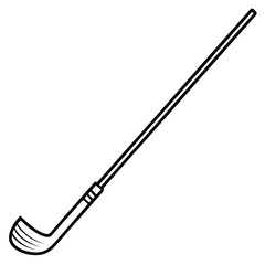 Vector illustration of sports equipment including a hockey stick with puck and a golf club with ball