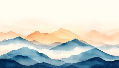 Sunrise Mountains for Misty Landscape.