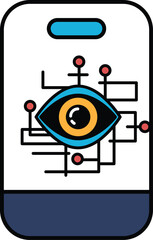Obraz premium A phone case with a blue and orange eye on it