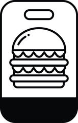 A black and white drawing of a hamburger