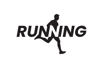 Running logo, with negative space. Minimalist sports logo. Illustration of running athlete. Fast and run