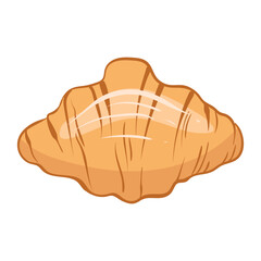 French croissant. Fresh pastry, for menu, cafe, bakery, logo, packaging. Vector illustration. Sweet food isolated on white background. Tasty dessert for breakfast.