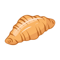 French croissant. Fresh pastry, for menu, cafe, bakery, logo, packaging. Vector illustration. Sweet food isolated on white background. Tasty dessert for breakfast.
