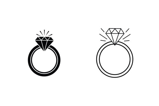 Diamond Ring Icons Jewelry, Engagement, Wedding, Bling, Sparkle