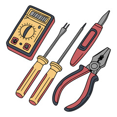 Electrician tools set vector