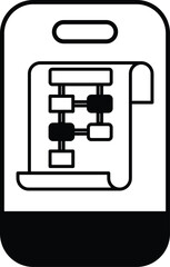 A white and black image of a phone with a paper on it