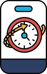 Obraz premium A clock with a red circle and an arrow pointing to the right