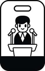 A man is standing in front of a microphone