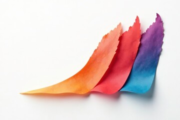 Single, vibrant colored flap isolated on pure white background , section, abstract