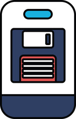 A phone with a blue and red design on it