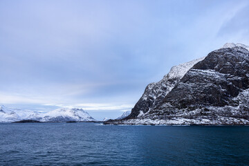 Inselkette der Lofoten, Norwegen, im Winter, Panorama