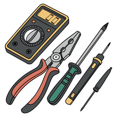 Electrician tools set vector