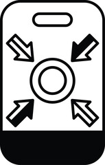 A phone with four arrows pointing to the center