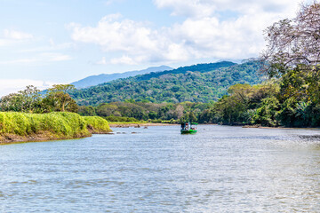 Fototapeta premium A view looking down the River Tarcoles in Costa Rica in early springtime
