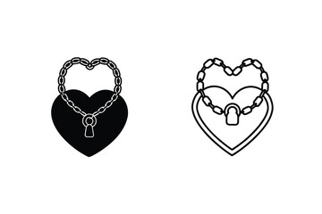 Heart Shaped Lock, Chain, Security, Love, Romance, Symbol, Design, Icon, Graphic, Illustration