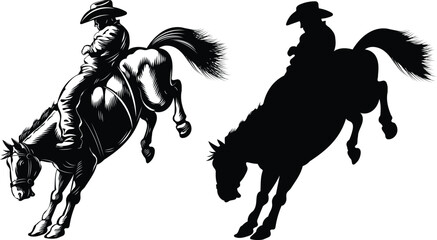 cowboy in a hat on a bucking bull