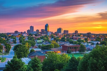 Obraz premium Winston-Salem North Carolina Skyline. Urban City Landscape of Salem in North Carolina, USA