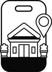 Obraz premium A black and white image of a building with a map of the area