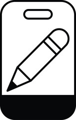 A pencil is drawn on a phone screen