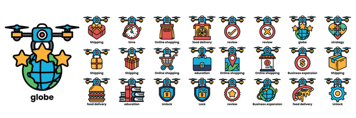 A collection of icons for a drone app