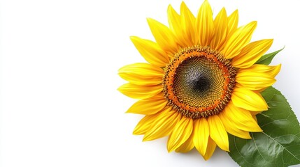 Fototapeta premium A bright yellow sunflower isolated on a white background, isolated and vibrant