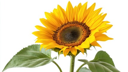 Obraz premium A bright yellow sunflower isolated on a white background, isolated and vibrant