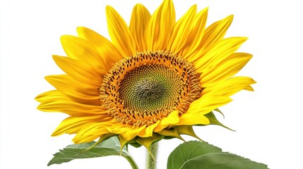 Naklejka premium A bright yellow sunflower isolated on a white background, isolated and vibrant