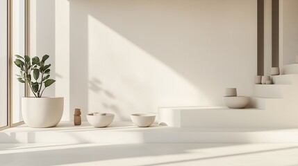 Fototapeta premium A bright and minimalist living room.