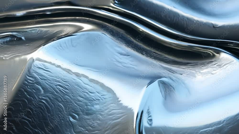 Poster a silver object with a shiny surface. it is a reflection of the sky