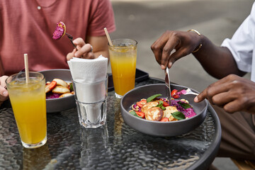 Romantic afternoon date at a cozy cafe with delicious dishes and refreshing drinks