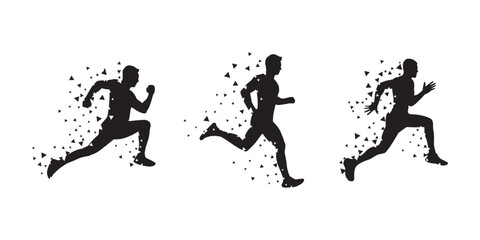 Running collection. Run fast silhouette. Sports athlete collection