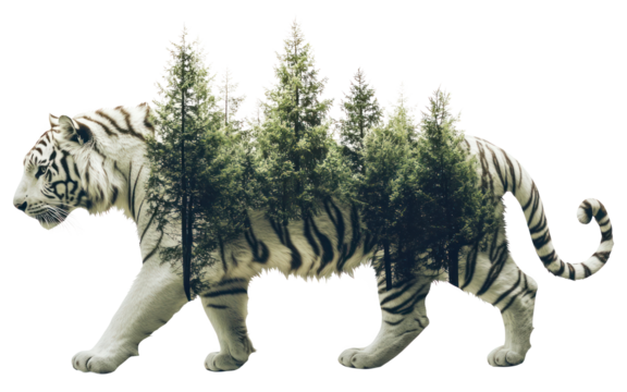 PNG White tiger with trees photography wildlife exposure.