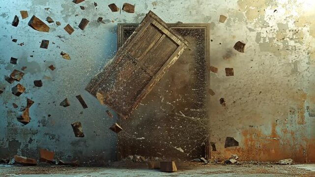 Door Shattering into Pieces, Revealing a New Space for Change and Transformation