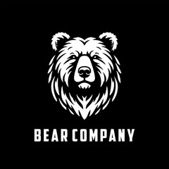 Bear head illustration, black background logo design