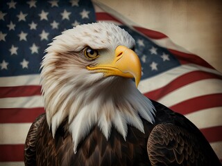 Naklejka premium american eagle and american flag