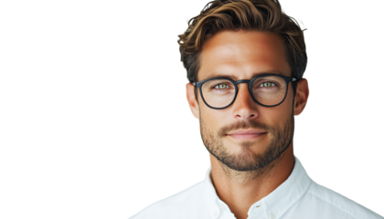 Handsome Fair Skinned Man with Beard, Eye Glasses and Shirt