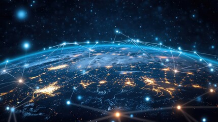 Obraz premium Global Network, Interconnected World