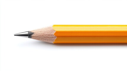 Fototapeta premium A bright yellow pencil with an eraser, isolated on a white background