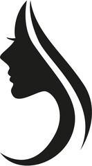 Elegant Silhouette of a Woman's Profile with Flowing Hair