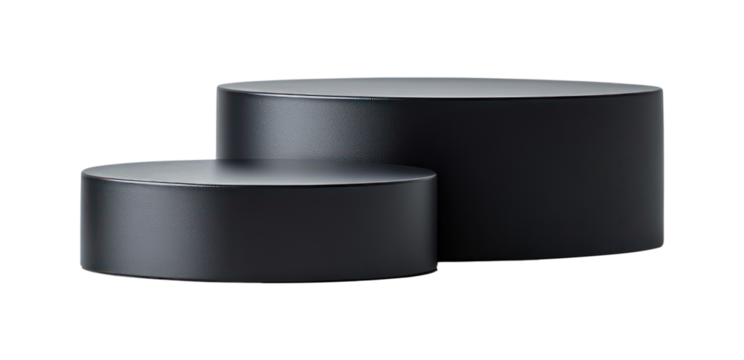 Two-tier black podium with different levels connected PNG