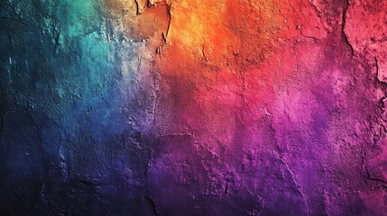 Vibrant Grunge Art Wall with Gradient Lighting, Abstract and Textured Design
