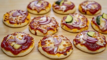 Mini Pizzas with Red Onion and Zucchini, Delicious Appetizer