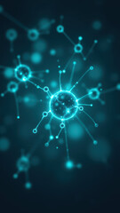 Obraz premium Magnesium Glycinate molecule visualized with a blue glow on its bonds and surrounding atoms.